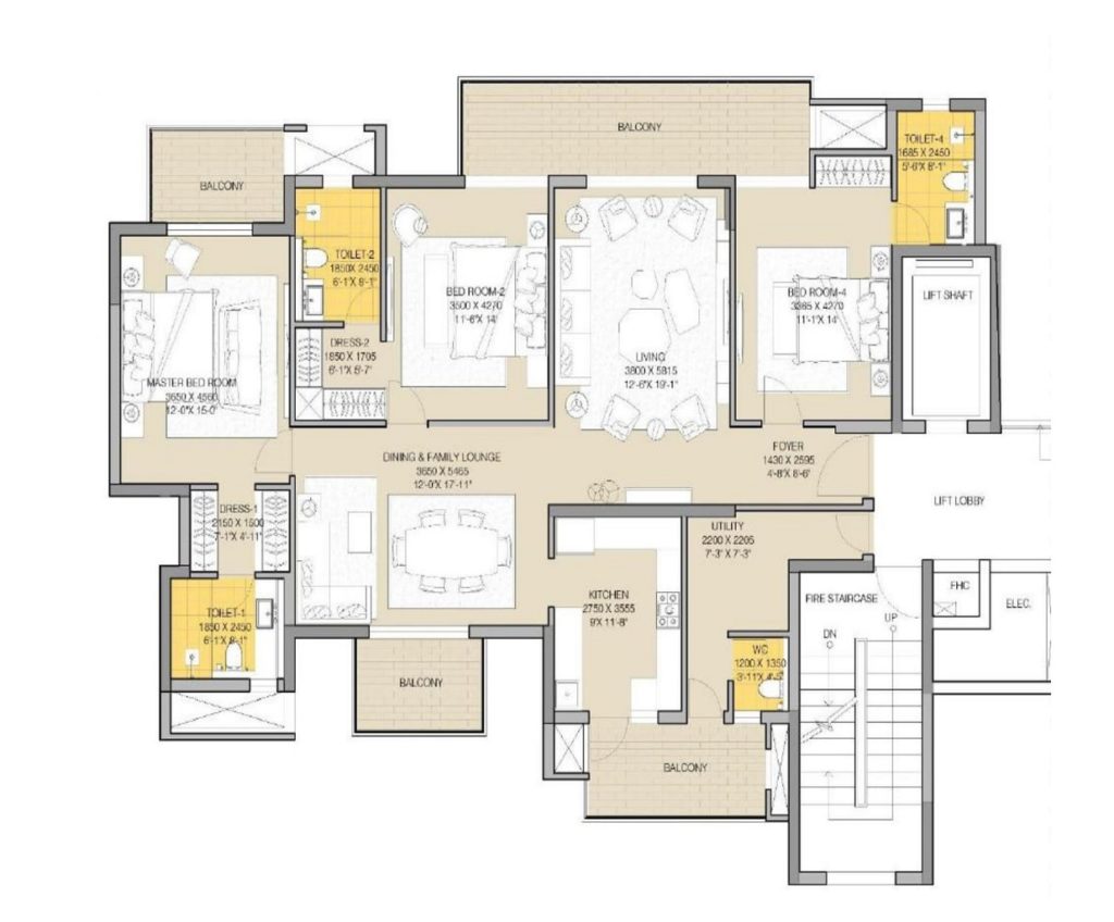 ats grandstand 3bhk 2350