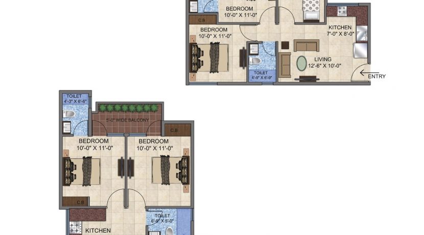 2BHK-Study-Floor-Plan