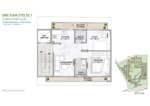m3m soulitude justplancoin floor plan type E2-1 817 Sqft