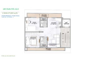 m3m soulitude justplancoin floor plan type E2-4 859 Sqft