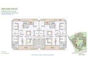 m3m soulitude justplancoin floor plan type E3 1242 Sqft