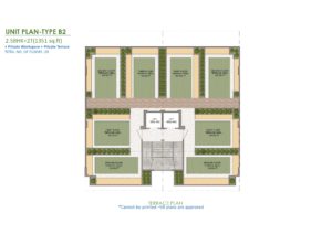 m3m soulitude justplancoin terrace floor plan type B2 1351 Sqft