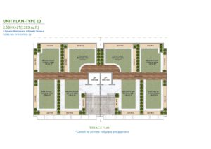 m3m soulitude justplancoin terrace floor plan type E3 1183 Sqft