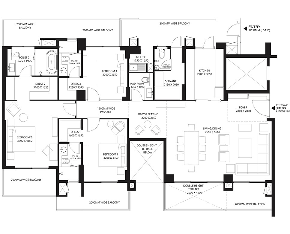 sky mansion 3 bhk floor plan