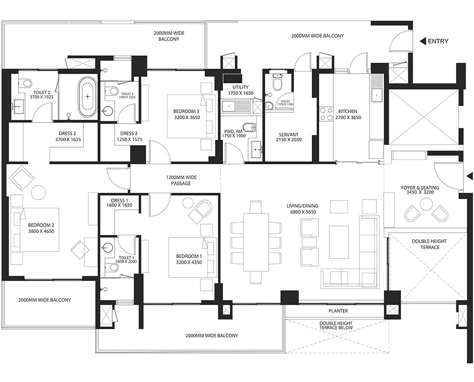 sky mansion 3 bhk floor plan