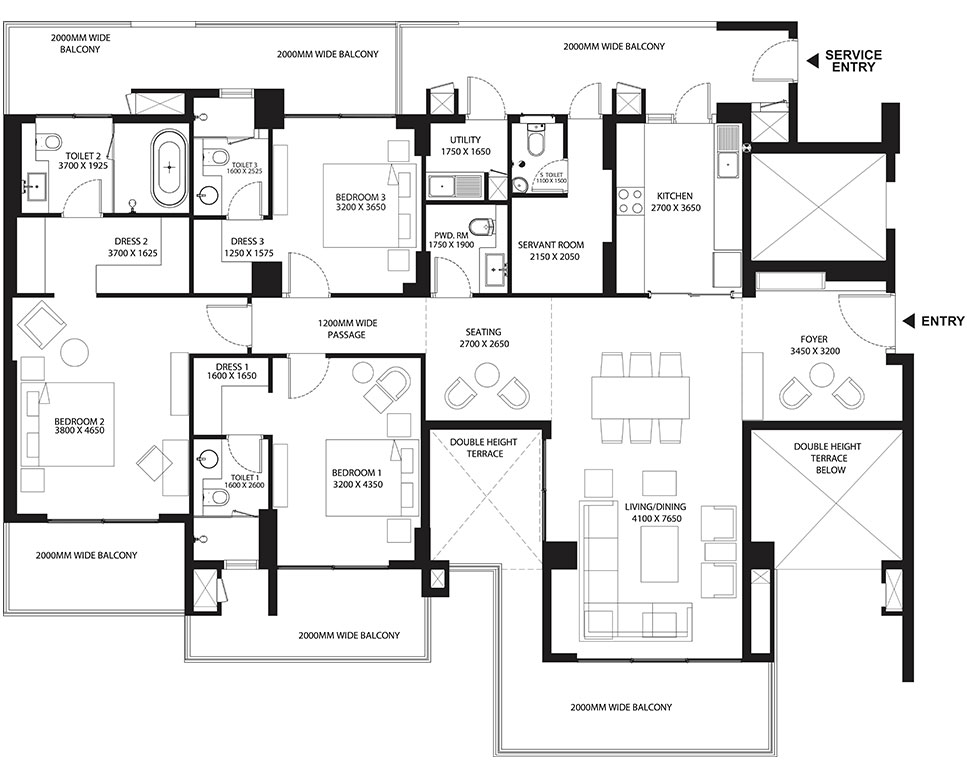 sky mansion 3 bhk floor plan