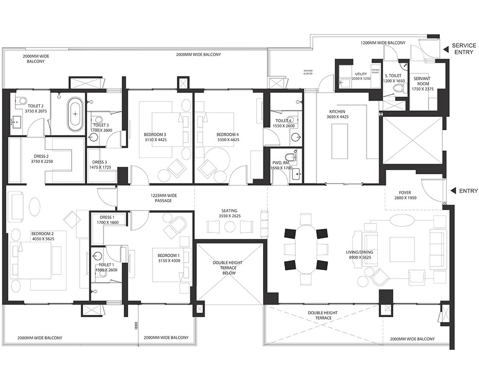 sky mansion 4 bhk floor plan