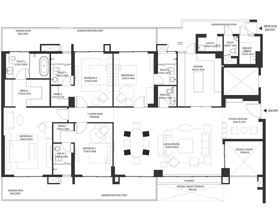 sky mansion 4 bhk floor plan