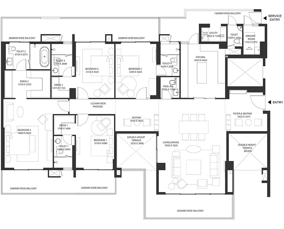 sky mansion 4 bhk floor plan