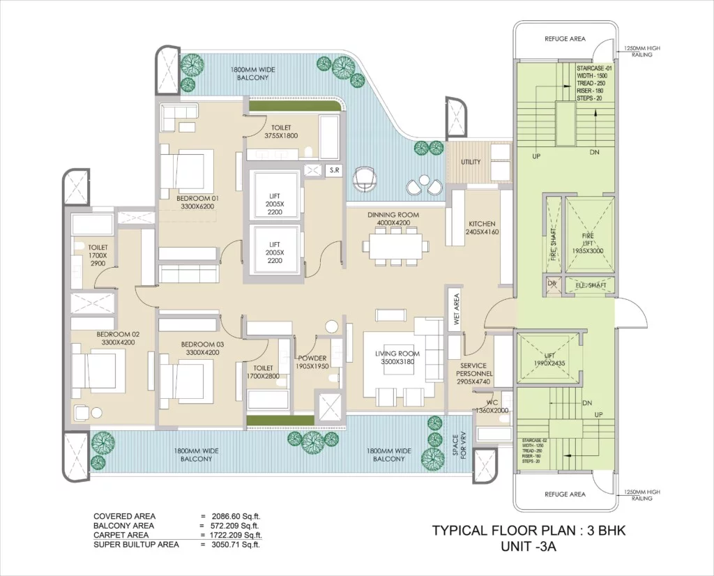 ganga realty 3bhk type A