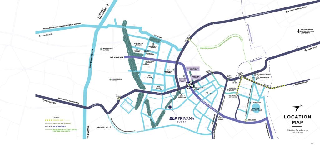 Location map of DLF Privana of sector 77 Gurgaon