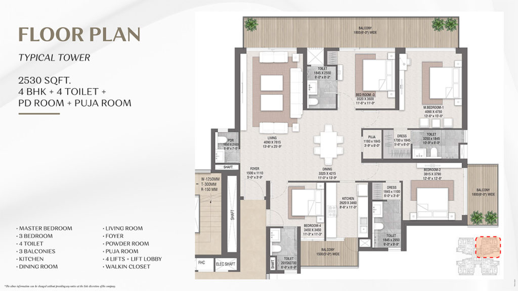 SS camasa 4 bhk floor plan