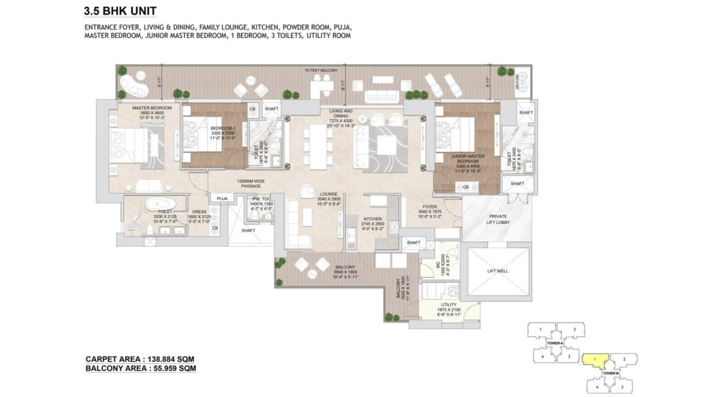 signature twin tower dxp 3.5-bhk-floor-plan