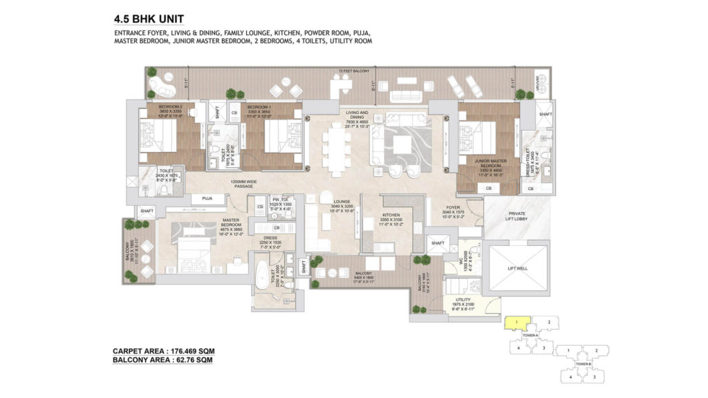 signature twin tower dxp 4.5-bhk-floor-plan