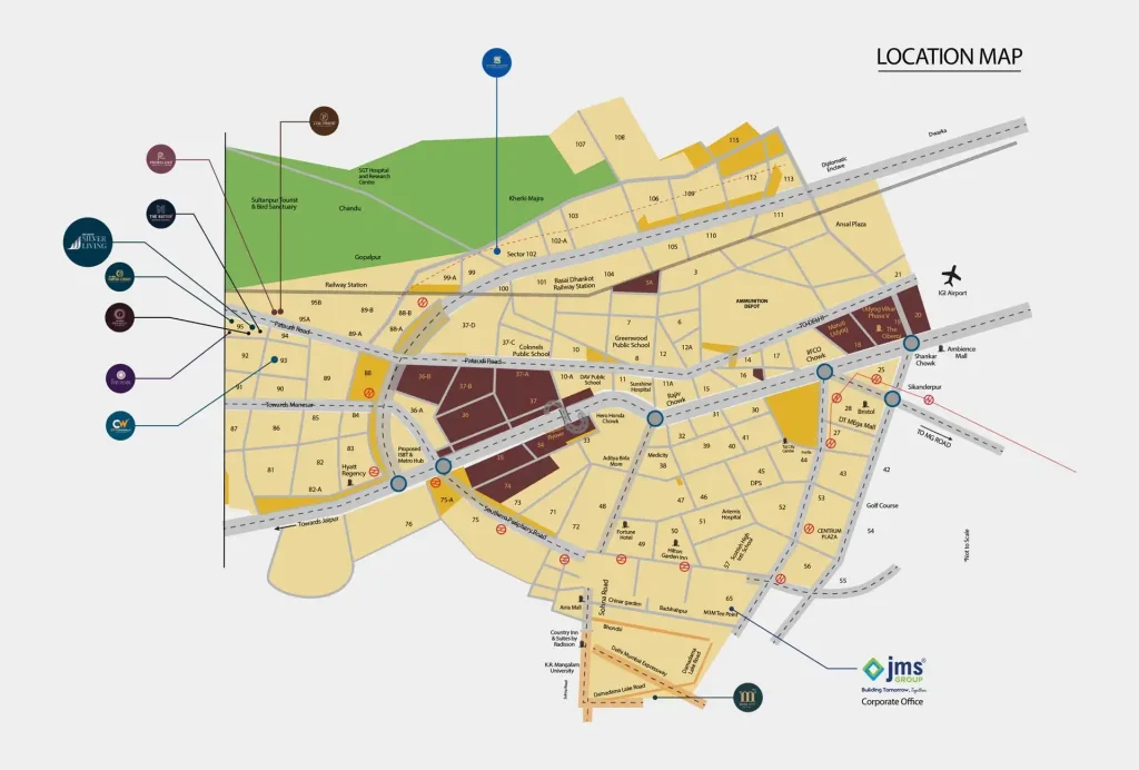 JMS Silver Living Sector 95 Location-map