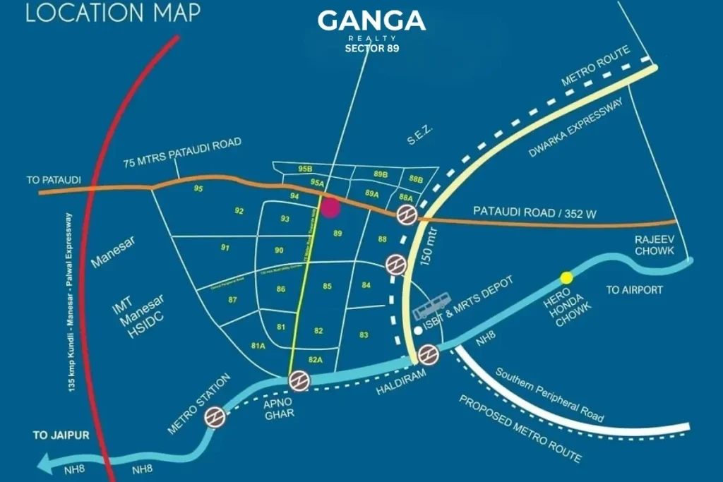 ganga-realty-liv89-ddjay-affordable-floor-sector-89-gurgaon-location-map