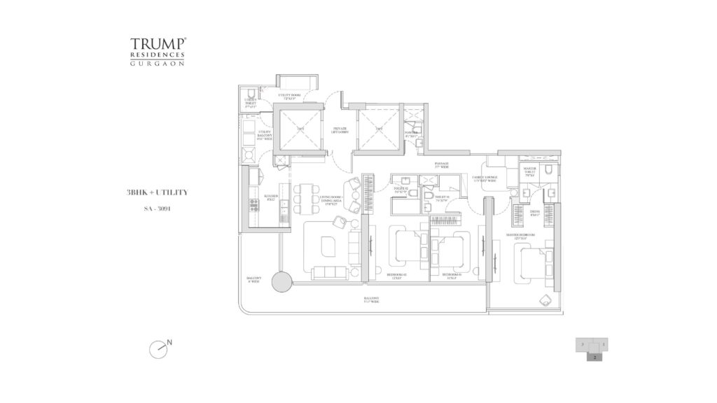 Trump Residences sector 69 Gurgaon floor plan 4 bhk 3929 sqft