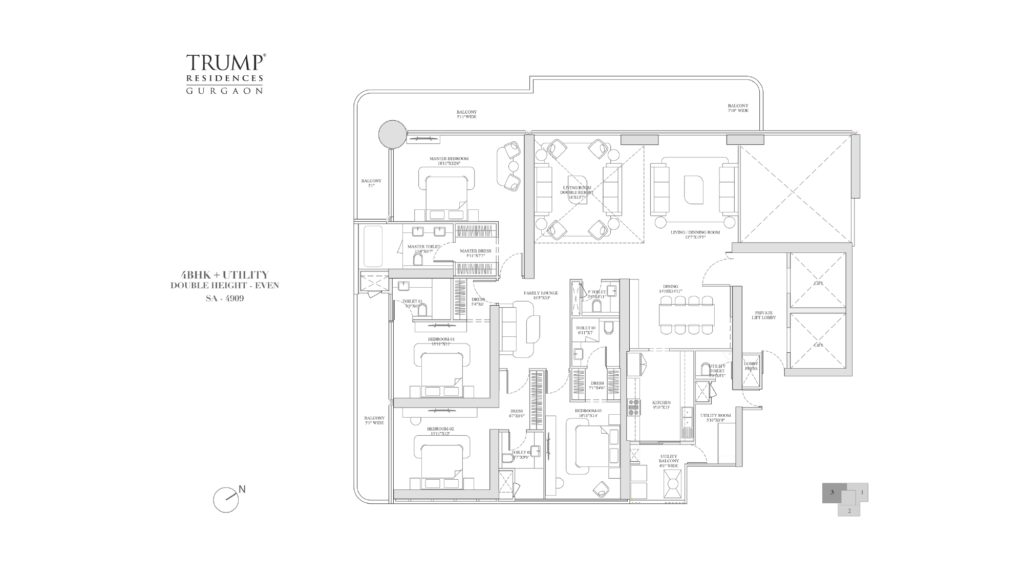 Trump Residences sector 69 Gurgaon floor plan 4 bhk 4909 sqft