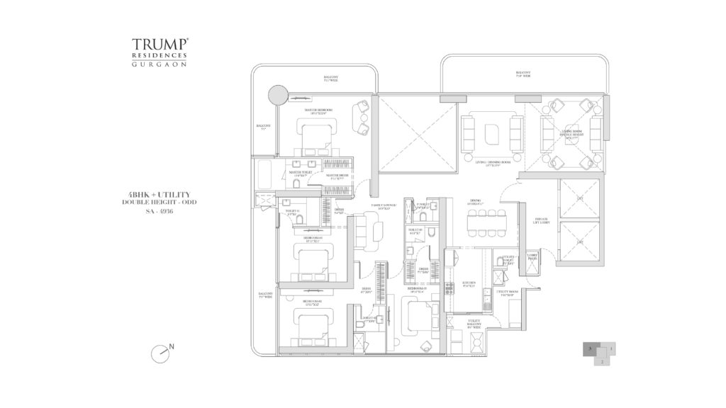 Trump Residences sector 69 Gurgaon floor plan 4 bhk 4936 sqft