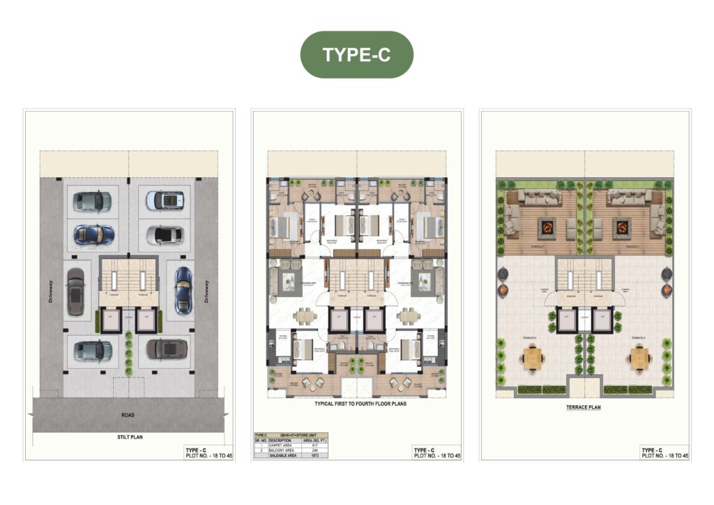 Garden Residency sector 5 sohna justplancoin floor plan type c