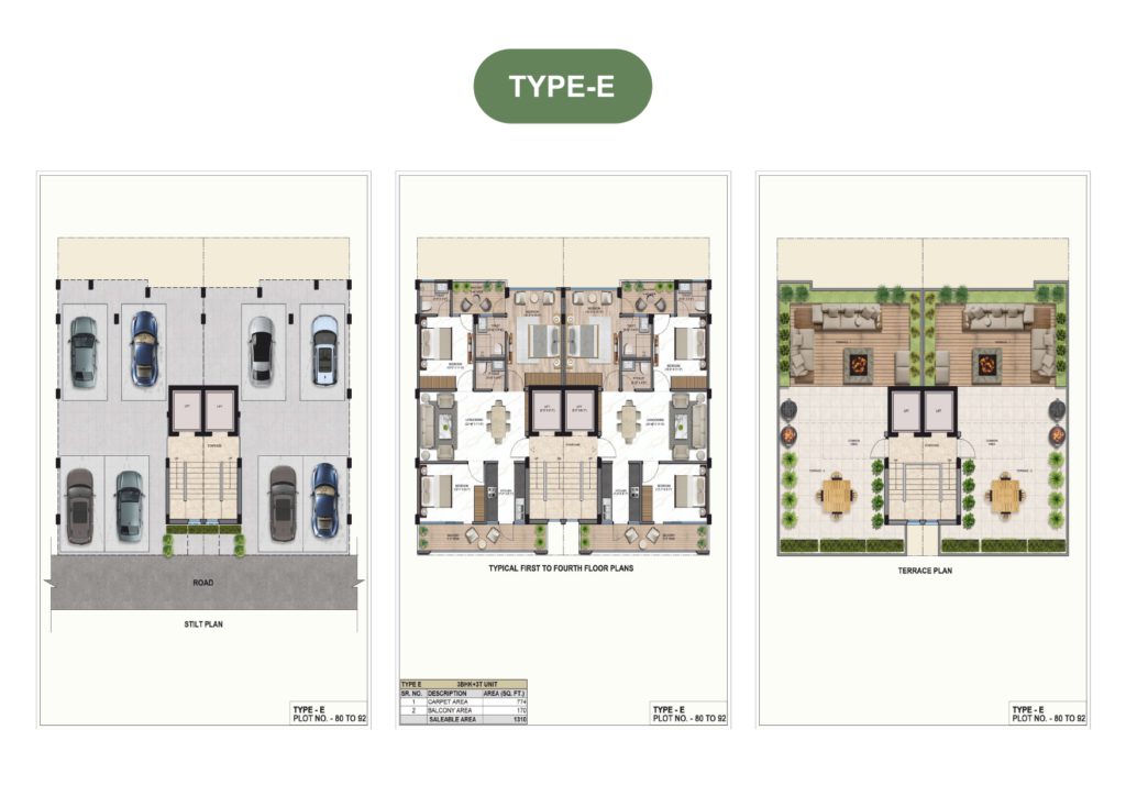 Garden Residency sector 5 sohna justplancoin floor plan type e