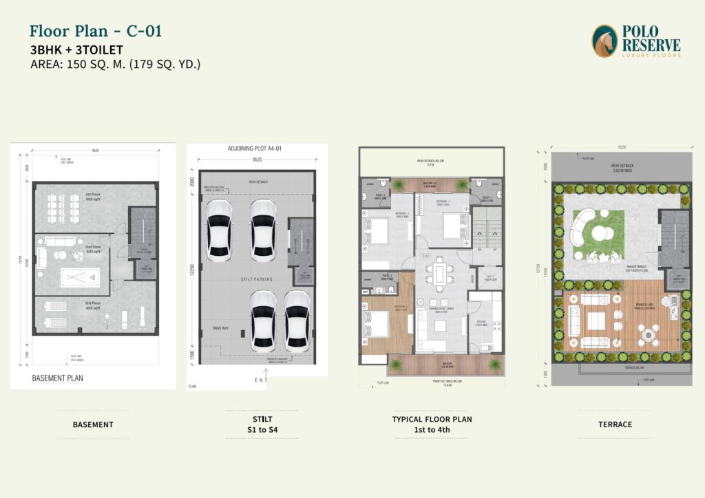 breez Polo Reserve (Phase-1) justplancoin floor plan c-01 179 sqyd