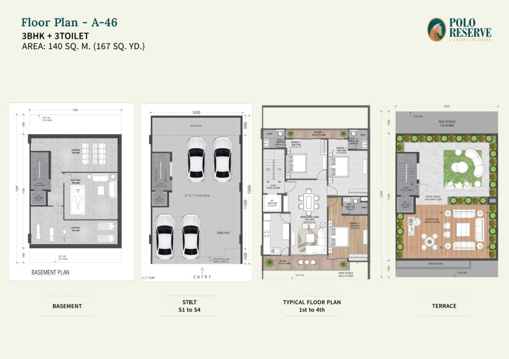 breez Polo Reserve (Phase-1) justplancoin floor plan type A-46 -167 sqyd