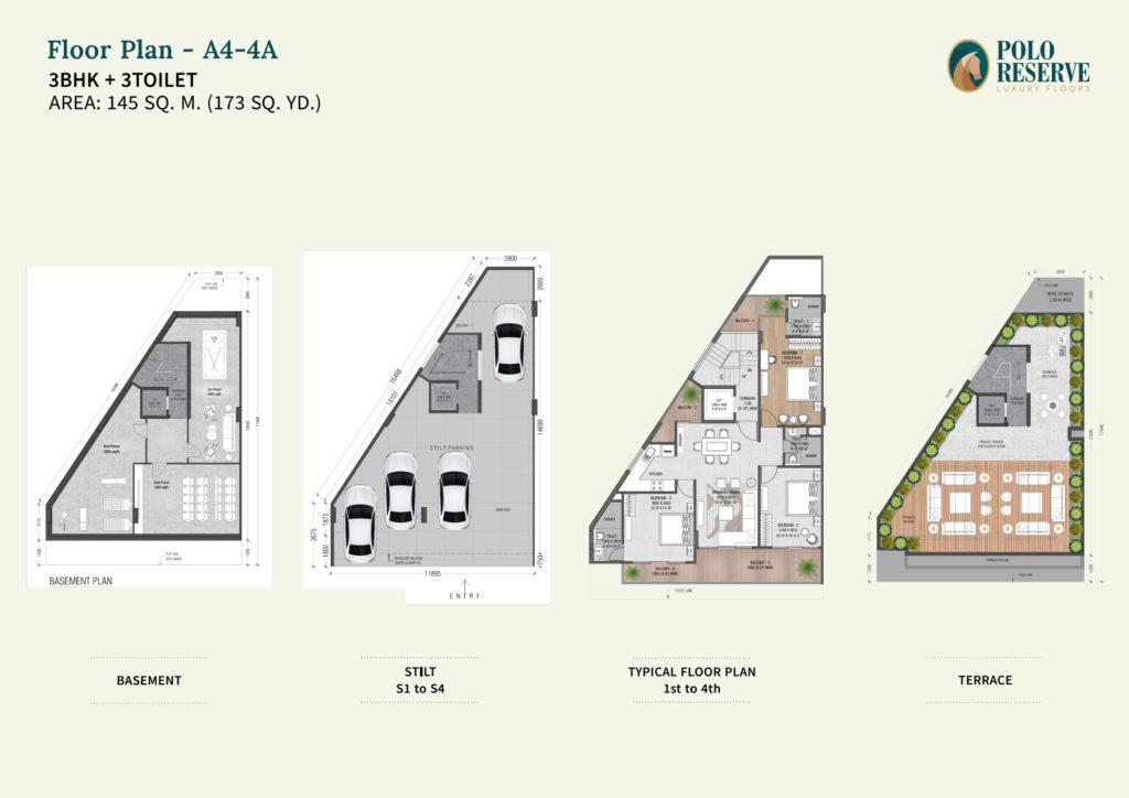 breez Polo Reserve (Phase-1) justplancoin floor plan type a4-4a -173 sqyd