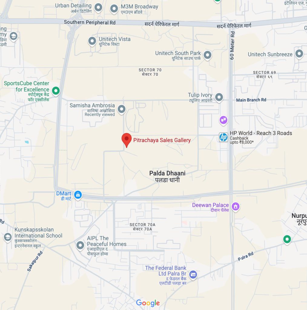 Pitrachaya Dev Luxury Floors sector 70 justplancoin location map