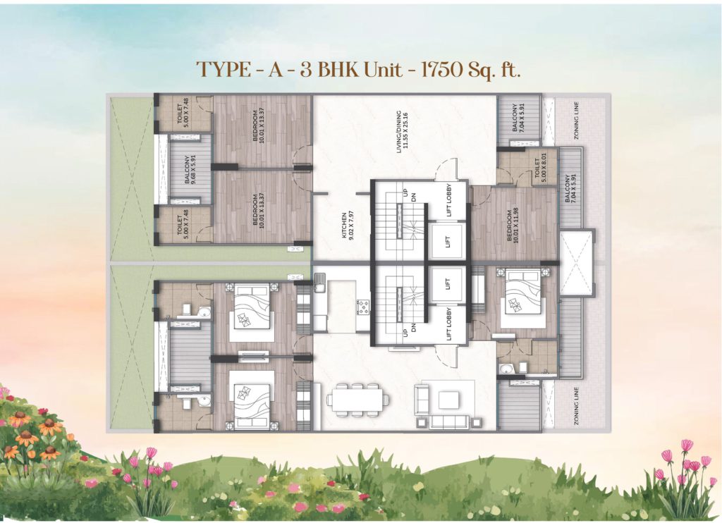 paras florett sector 59 gurgaon justplancoin 3 bhk floor plan