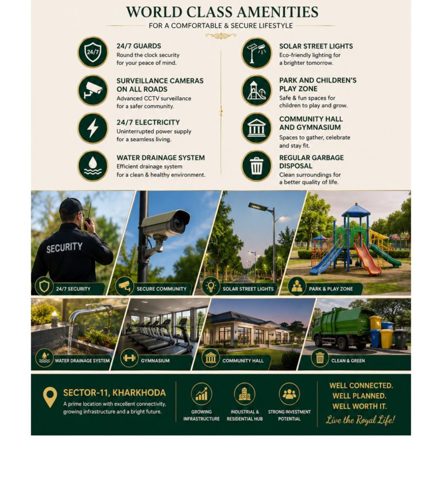 royal green jssr Vedan sector 11 kharkhoda amenities