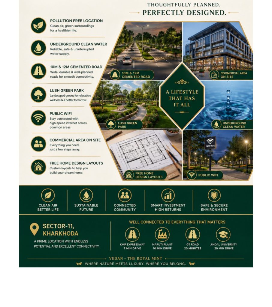 royal green jssr Vedan sector 11 kharkhoda specifications